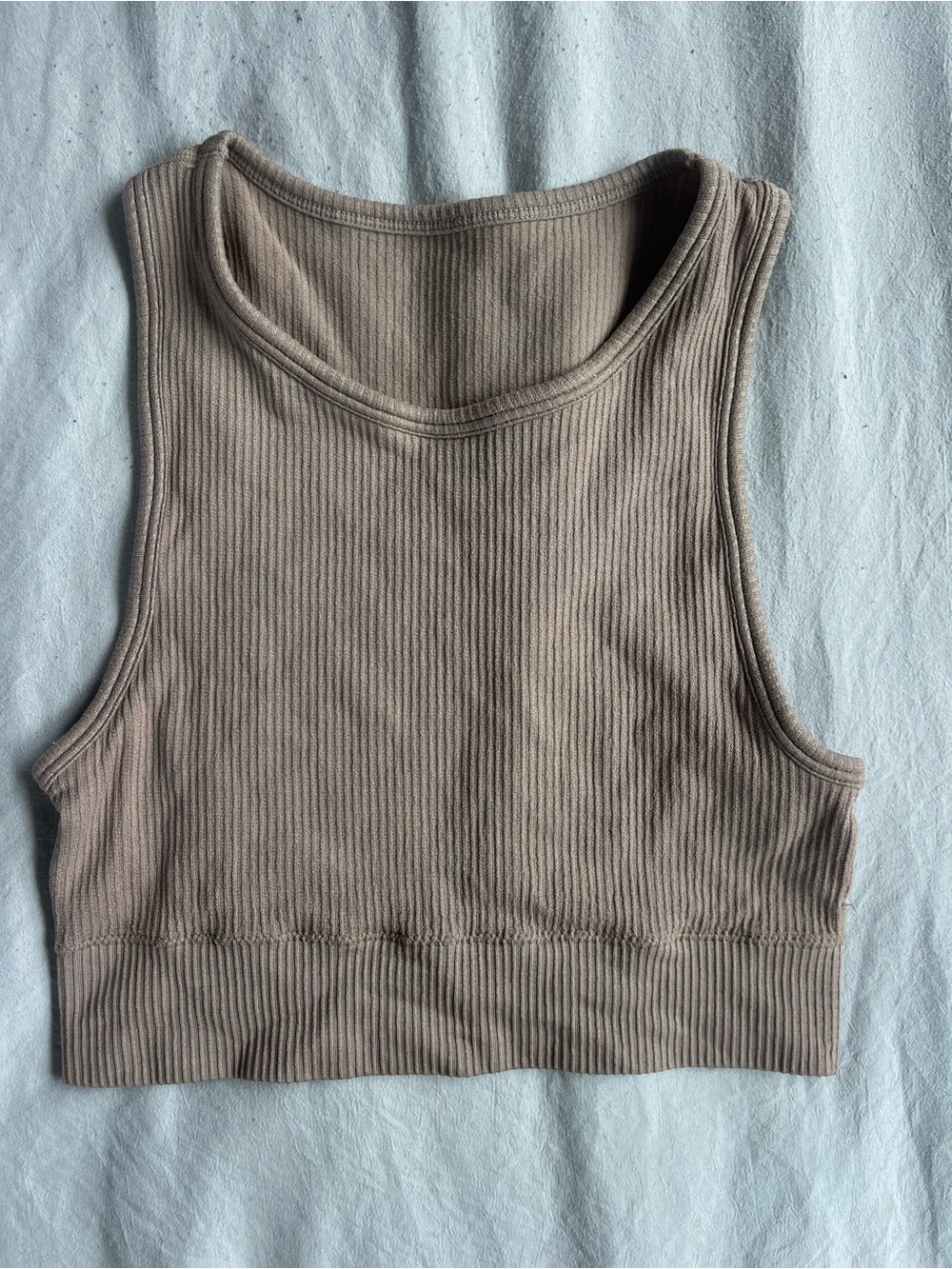 SKIMS Ribbed Crop Tank Top in Taupe